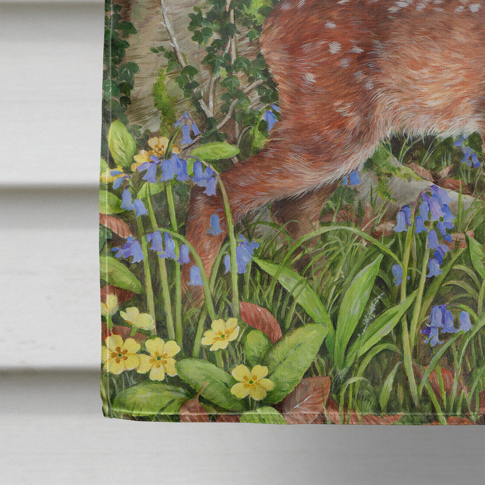 European Roe Deer Fawn House Flag 28x40 Porch Sleeve Pole Decorative Outside Yard Banner Artwork Wall Hanging, Polyester