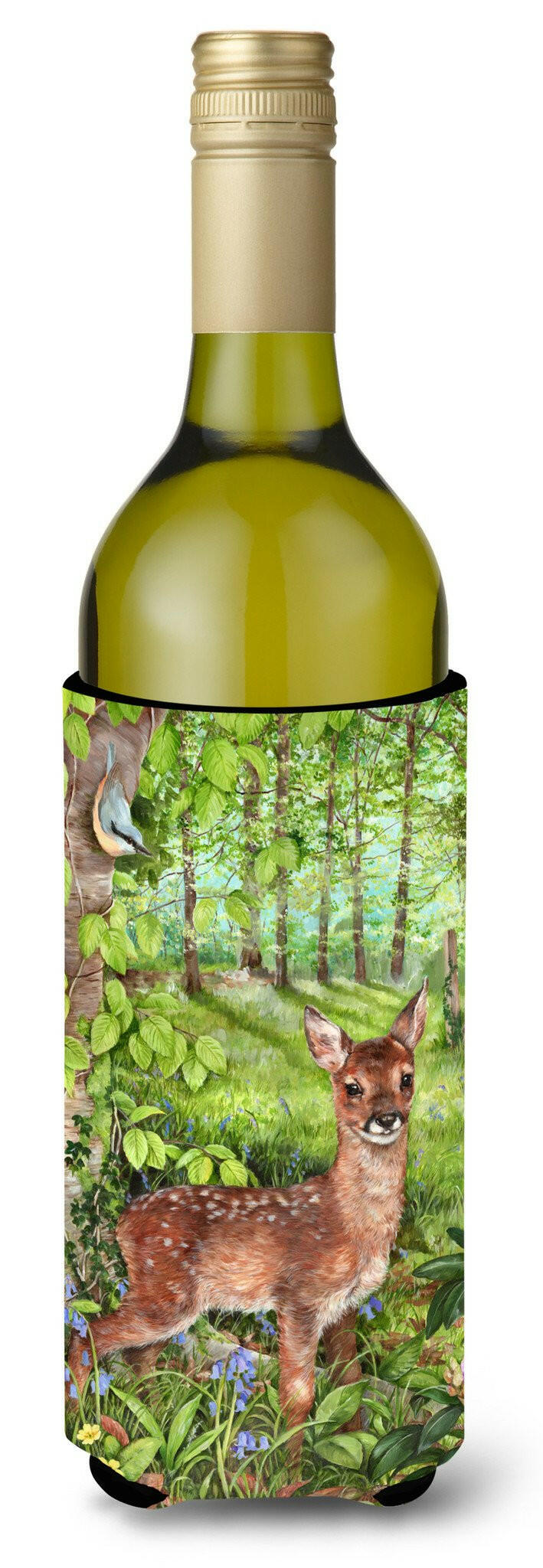 European Roe Deer Fawn Wine Bottle Hugger Gift Sleeve for Standard 750 ml Bottles, Insulated Reusable Also Fits Mini Shot & Pint Bottles