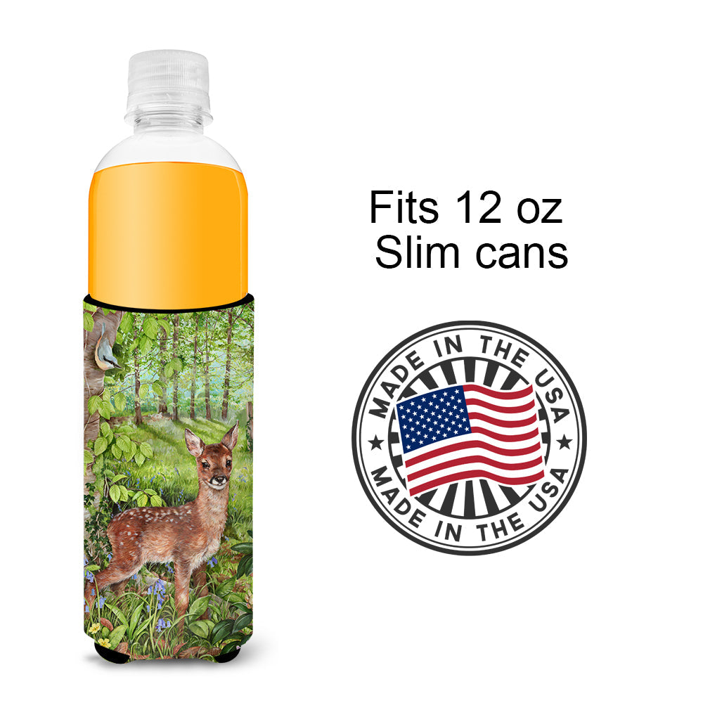 European Roe Deer Fawn Slim Can Hugger , Insulated Foam Hugger for 12 oz Slim Cans, Beer Bottles & Water Bottles, Printed in USA