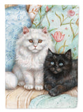 A Black Cat and A White Cat House Flag 28x40 Porch Sleeve Pole Decorative Outside Yard Banner Artwork Wall Hanging, Polyester