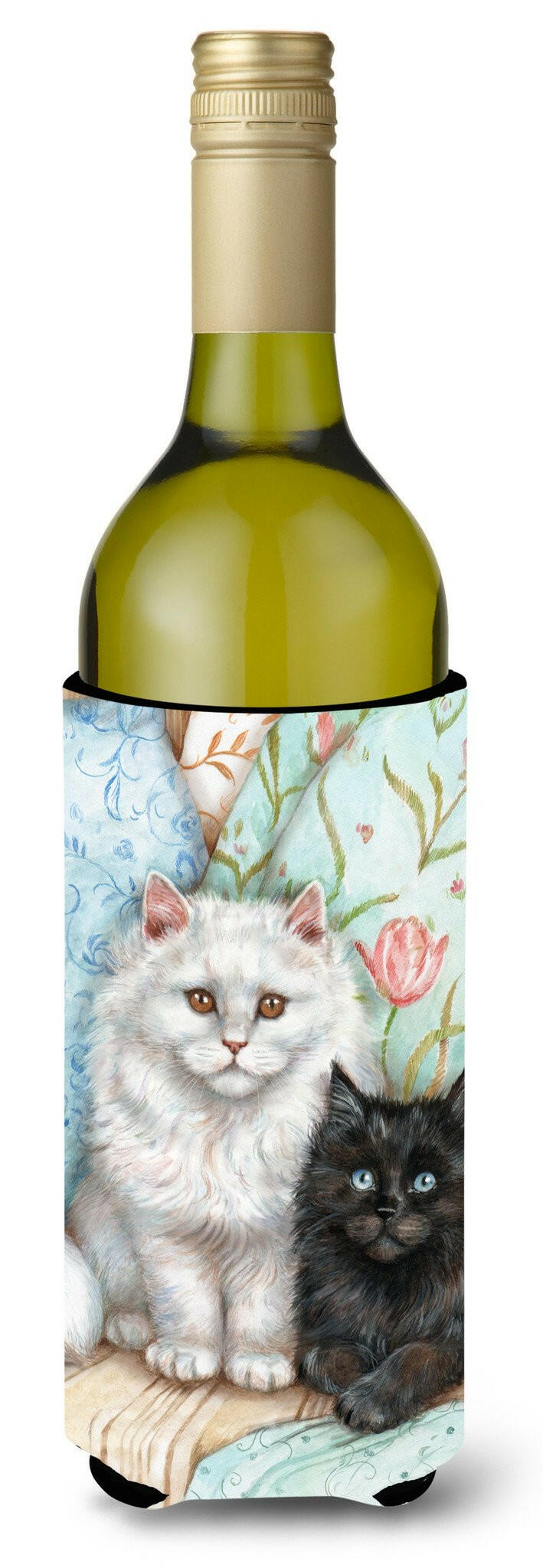 A Black Cat and A White Cat Wine Bottle Hugger Gift Sleeve for Standard 750 ml Bottles, Insulated Reusable Also Fits Mini Shot & Pint Bottles