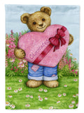 Valentine Teddy Bear with Chocolates House Flag 28x40 Porch Sleeve Pole Decorative Outside Yard Banner Artwork Wall Hanging, Polyester