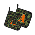 Letter A Monogram - Camo Green Pot Holder Set of 2 Heat Resistant Quilted Hot Pads 7.5 x 7.5 Inch, Insulated Kitchen Trivets for Cooking & Baking