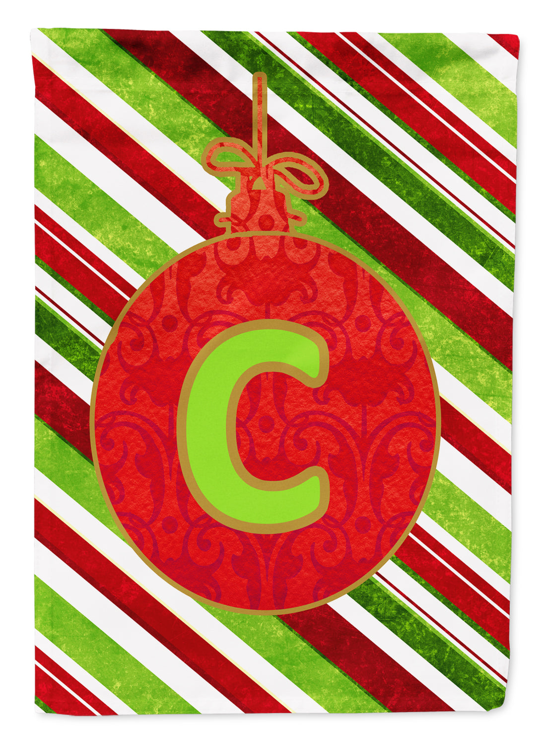 Christmas Oranment Holiday Initial Letter C  House Flag 28x40 Porch Sleeve Pole Decorative Outside Yard Banner Artwork Wall Hanging, Polyester