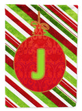 Christmas Oranment Holiday Initial Letter J House Flag 28x40 Porch Sleeve Pole Decorative Outside Yard Banner Artwork Wall Hanging, Polyester