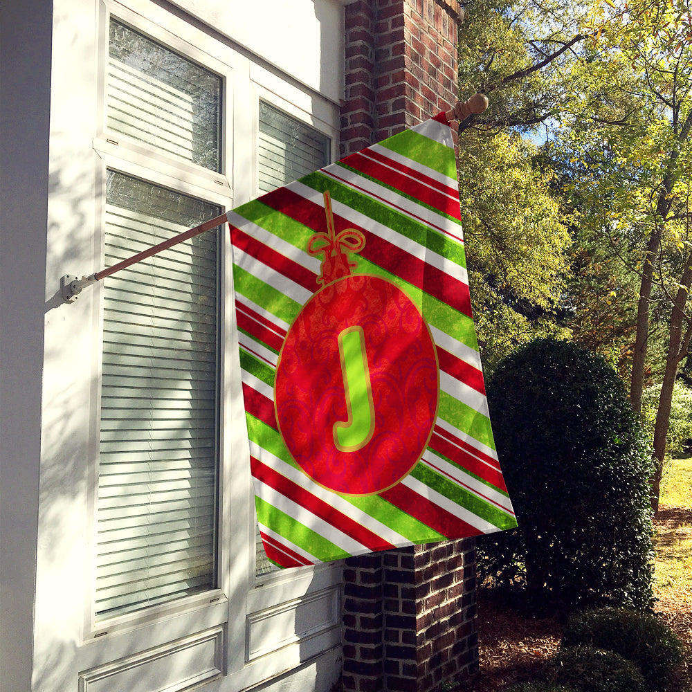 Christmas Oranment Holiday Initial Letter J House Flag 28x40 Porch Sleeve Pole Decorative Outside Yard Banner Artwork Wall Hanging, Polyester