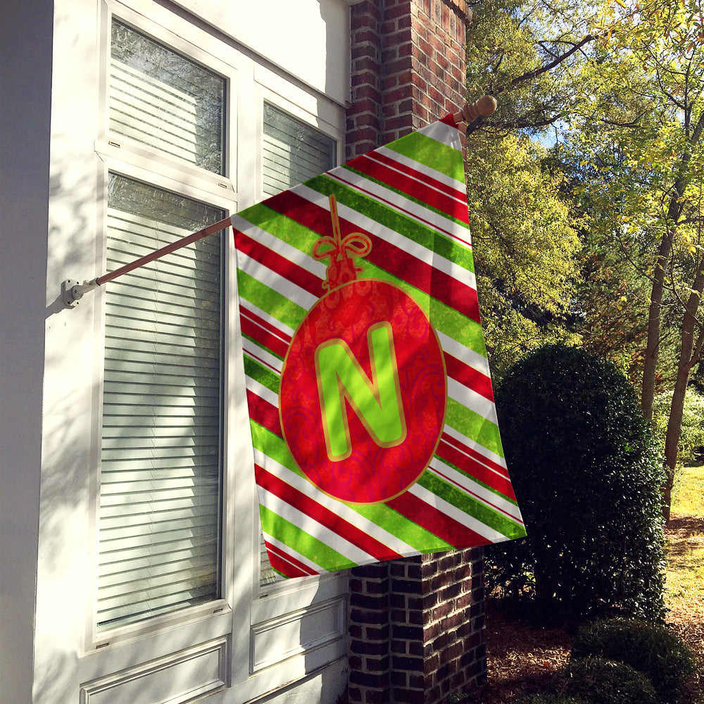 Christmas Oranment Holiday Initial Letter N House Flag 28x40 Porch Sleeve Pole Decorative Outside Yard Banner Artwork Wall Hanging, Polyester