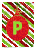 Christmas Oranment Holiday Initial Letter P House Flag 28x40 Porch Sleeve Pole Decorative Outside Yard Banner Artwork Wall Hanging, Polyester
