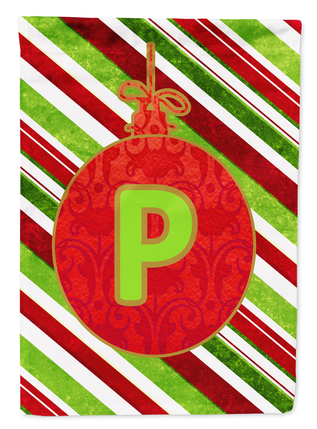 Christmas Oranment Holiday Initial Letter P House Flag 28x40 Porch Sleeve Pole Decorative Outside Yard Banner Artwork Wall Hanging, Polyester