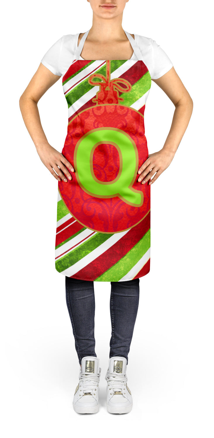 Christmas Oranment Holiday Initial Letter Q Apron Cooking Kitchen Server Baking Crafts Gardening for Adult Women Men, Unisex, Large, Multicolor