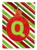 Christmas Oranment Holiday Initial Letter Q House Flag 28x40 Porch Sleeve Pole Decorative Outside Yard Banner Artwork Wall Hanging, Polyester