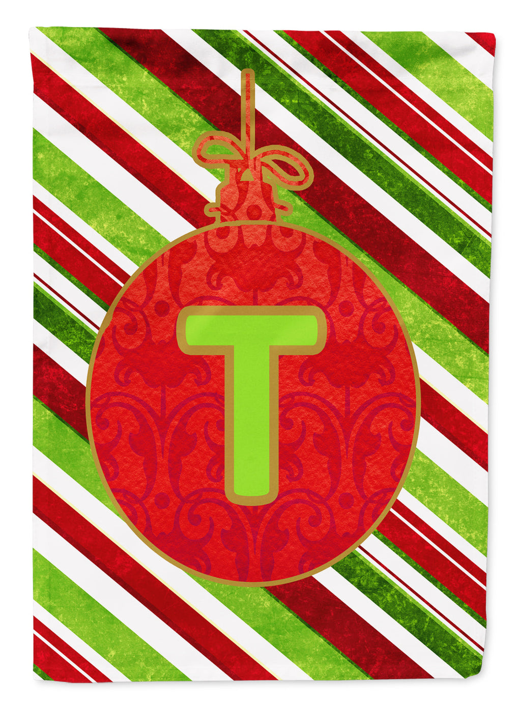 Christmas Oranment Holiday Initial Letter T House Flag 28x40 Porch Sleeve Pole Decorative Outside Yard Banner Artwork Wall Hanging, Polyester