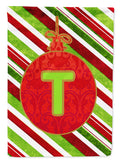 Christmas Oranment Holiday Initial Letter T House Flag 28x40 Porch Sleeve Pole Decorative Outside Yard Banner Artwork Wall Hanging, Polyester