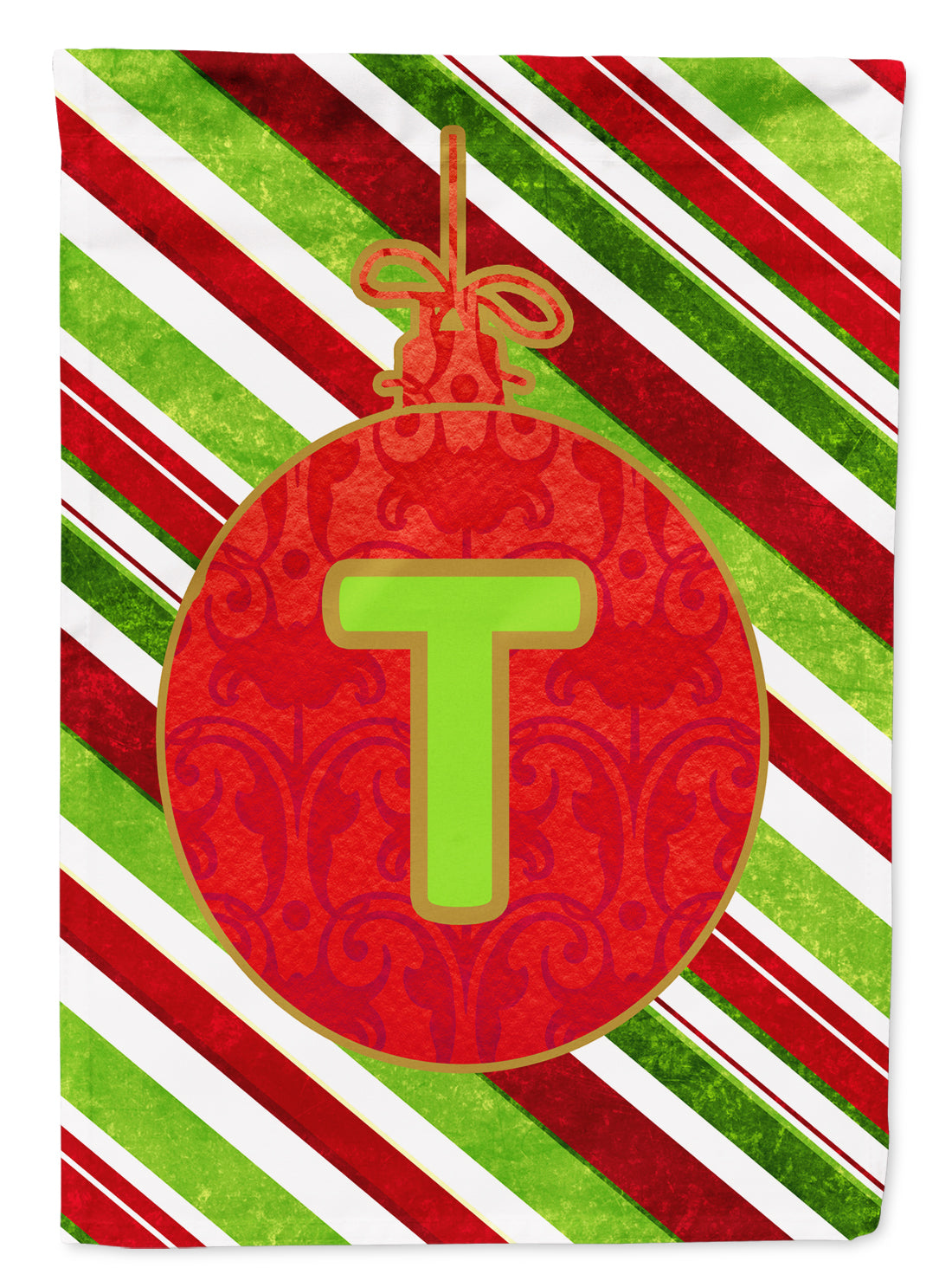 Christmas Oranment Holiday Initial Letter T House Flag 28x40 Porch Sleeve Pole Decorative Outside Yard Banner Artwork Wall Hanging, Polyester