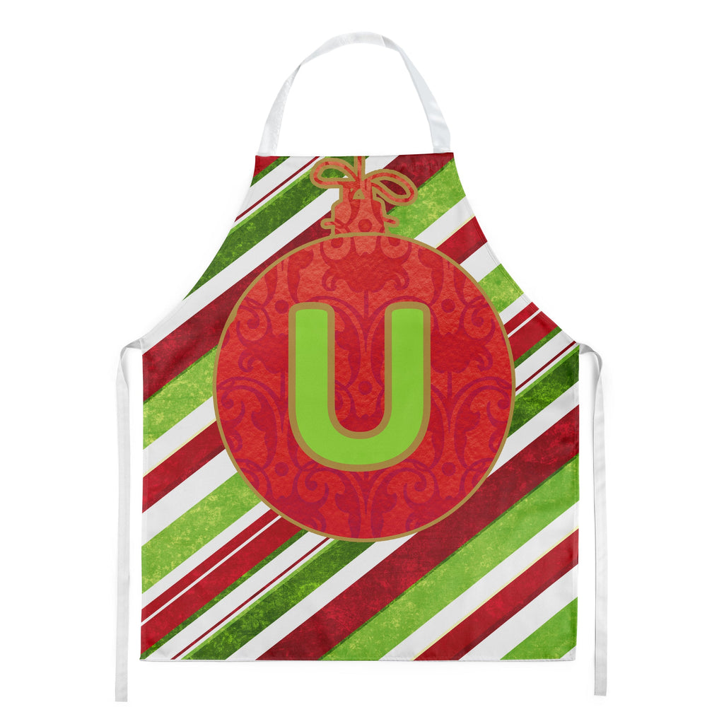 Christmas Oranment Holiday Initial Letter U Apron Cooking Kitchen Server Baking Crafts Gardening for Adult Women Men, Unisex, Large, Multicolor