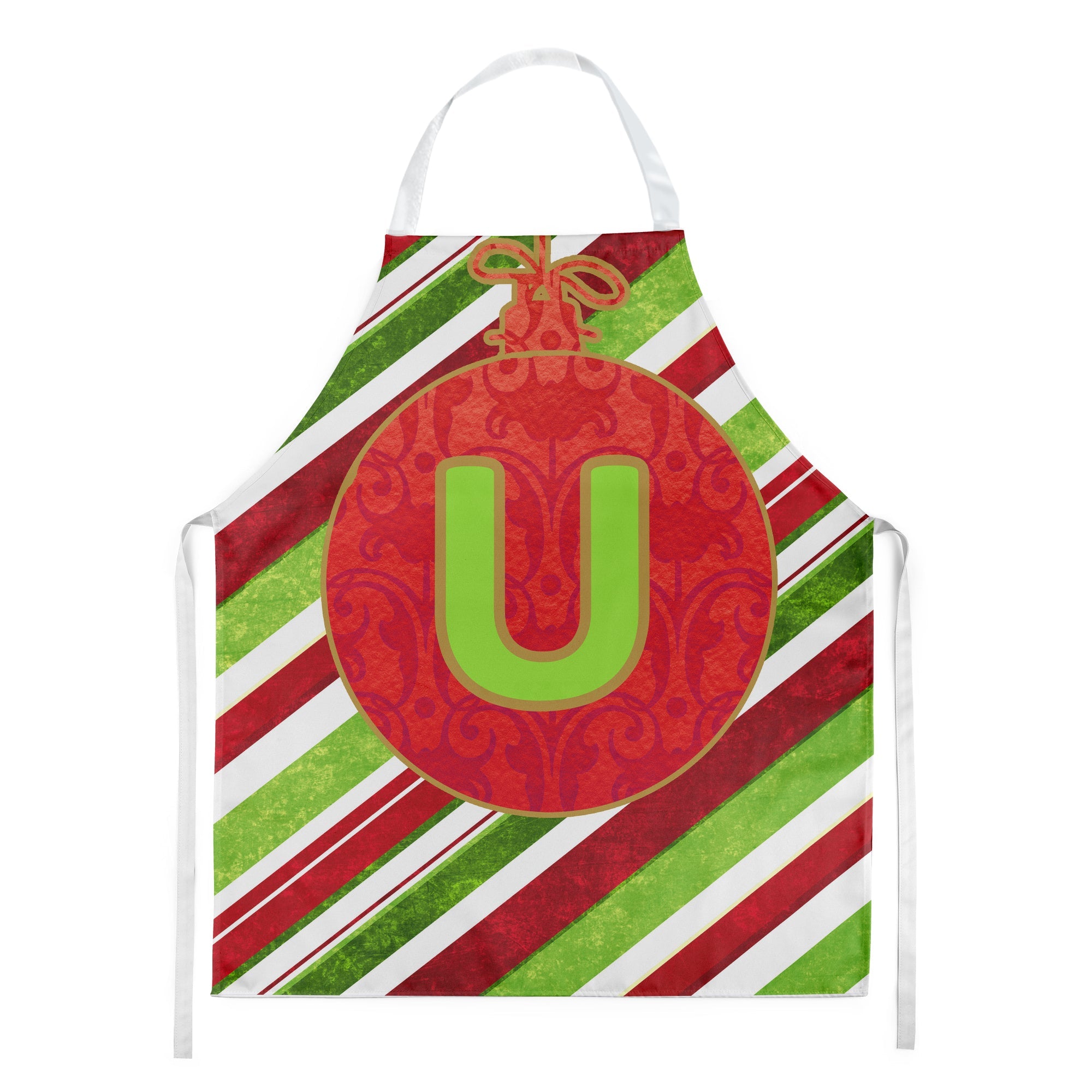 Christmas Oranment Holiday Initial Letter U Apron Cooking Kitchen Server Baking Crafts Gardening for Adult Women Men, Unisex, Large, Multicolor