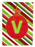 Christmas Oranment Holiday Initial Letter V House Flag 28x40 Porch Sleeve Pole Decorative Outside Yard Banner Artwork Wall Hanging, Polyester