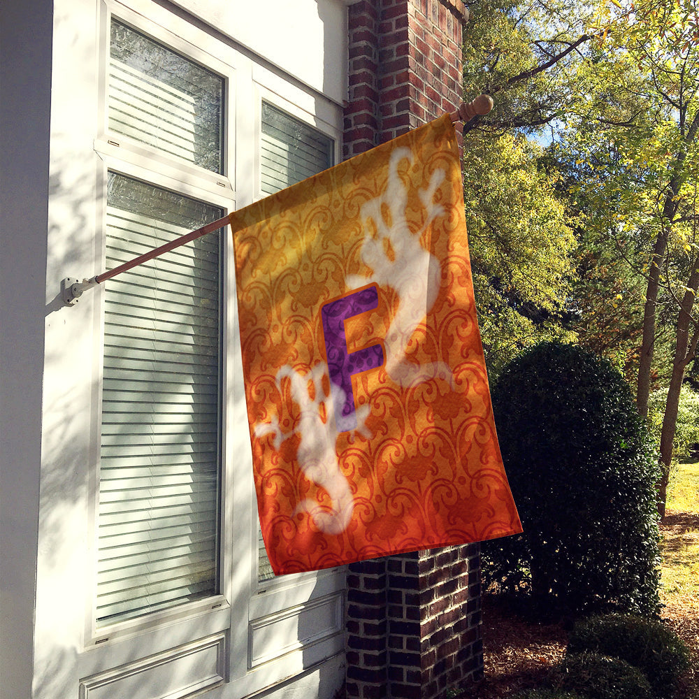 Halloween Ghost Letter F House Flag 28x40 Porch Sleeve Pole Decorative Outside Yard Banner Artwork Wall Hanging, Polyester