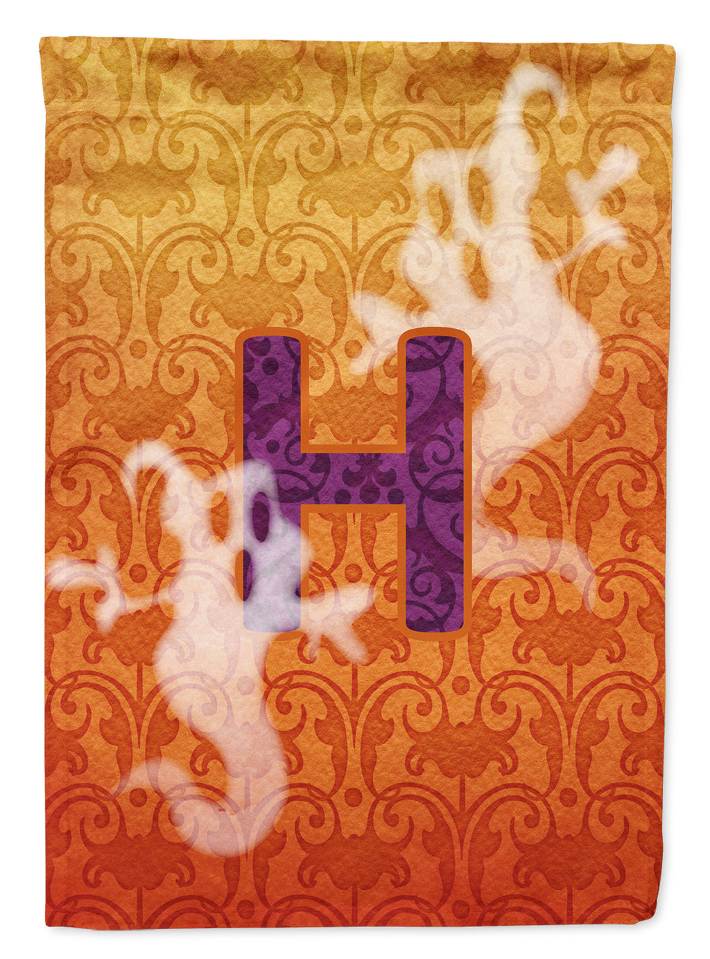 Halloween Ghost Letter H House Flag 28x40 Porch Sleeve Pole Decorative Outside Yard Banner Artwork Wall Hanging, Polyester