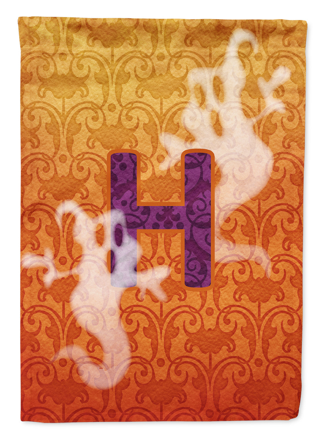 Halloween Ghost Letter H House Flag 28x40 Porch Sleeve Pole Decorative Outside Yard Banner Artwork Wall Hanging, Polyester