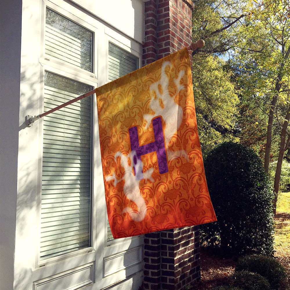 Halloween Ghost Letter H House Flag 28x40 Porch Sleeve Pole Decorative Outside Yard Banner Artwork Wall Hanging, Polyester