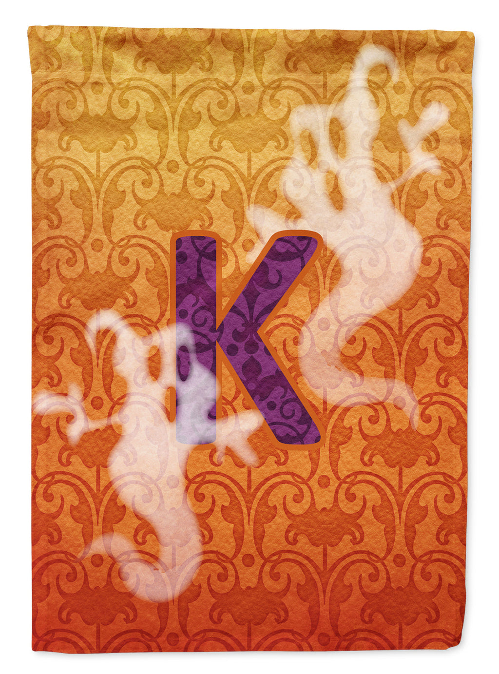 Halloween Ghost Letter K House Flag 28x40 Porch Sleeve Pole Decorative Outside Yard Banner Artwork Wall Hanging, Polyester
