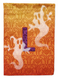 Halloween Ghost Letter L House Flag 28x40 Porch Sleeve Pole Decorative Outside Yard Banner Artwork Wall Hanging, Polyester