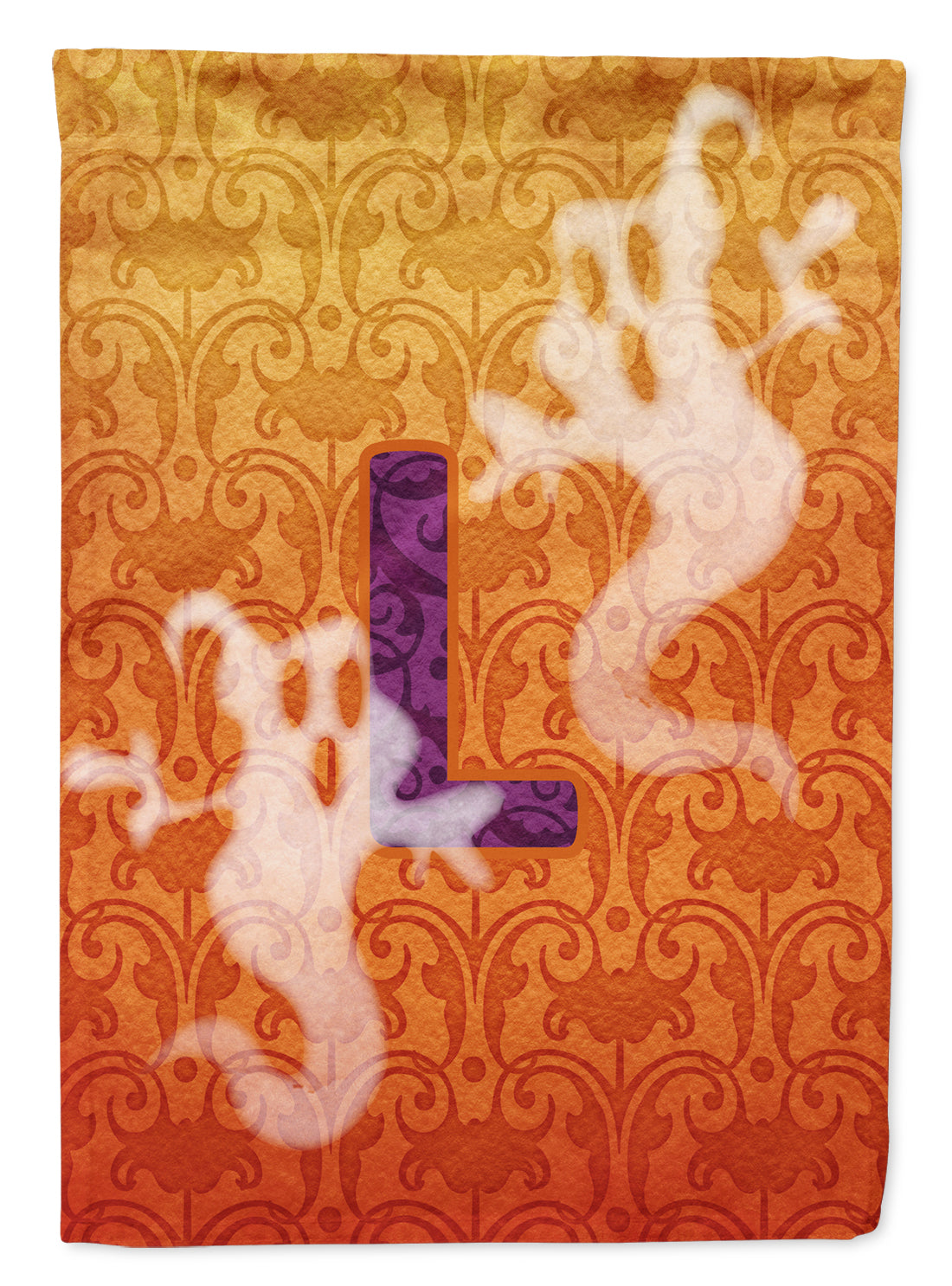 Halloween Ghost Letter L House Flag 28x40 Porch Sleeve Pole Decorative Outside Yard Banner Artwork Wall Hanging, Polyester
