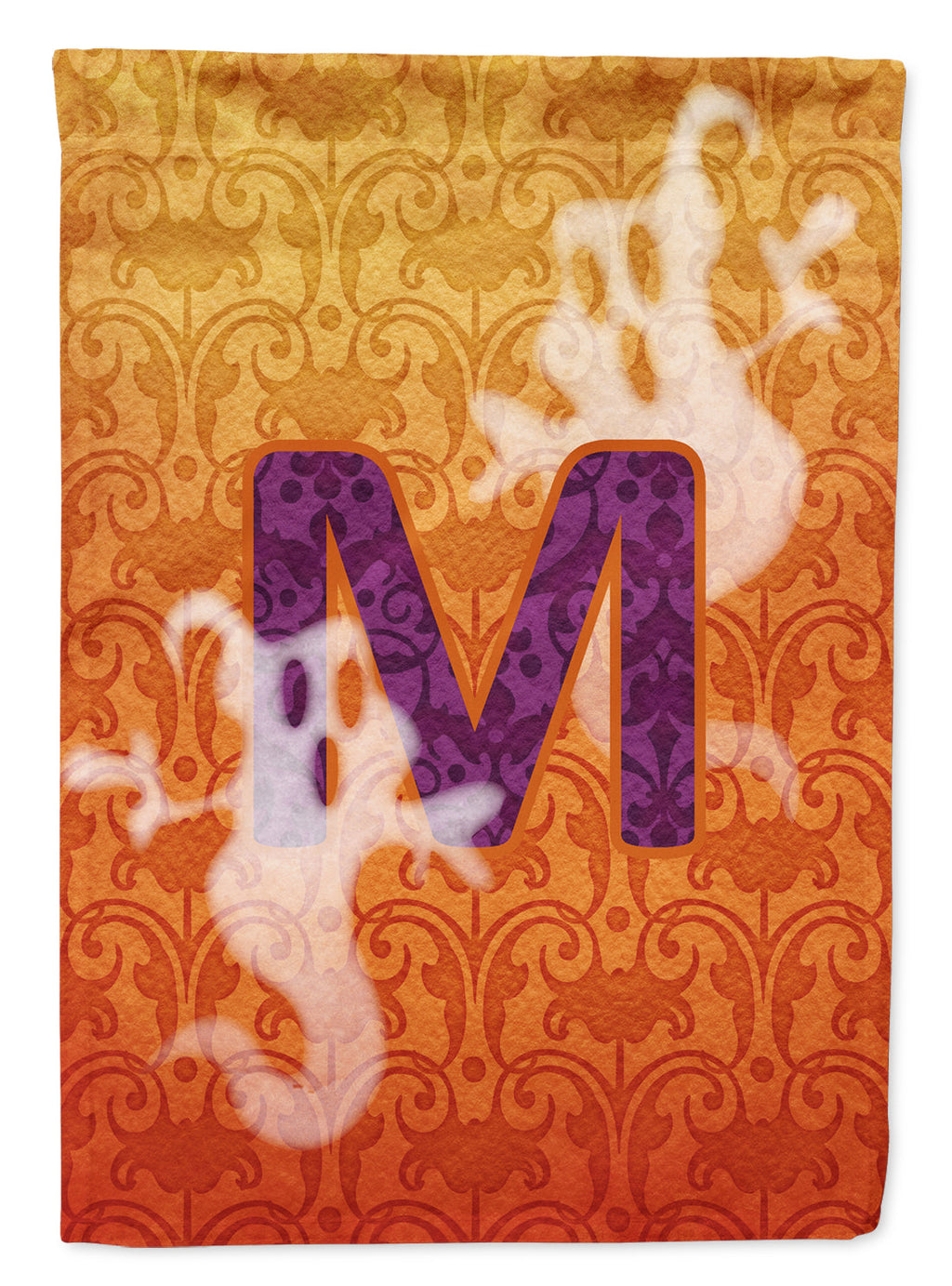 Halloween Ghost Letter M House Flag 28x40 Porch Sleeve Pole Decorative Outside Yard Banner Artwork Wall Hanging, Polyester