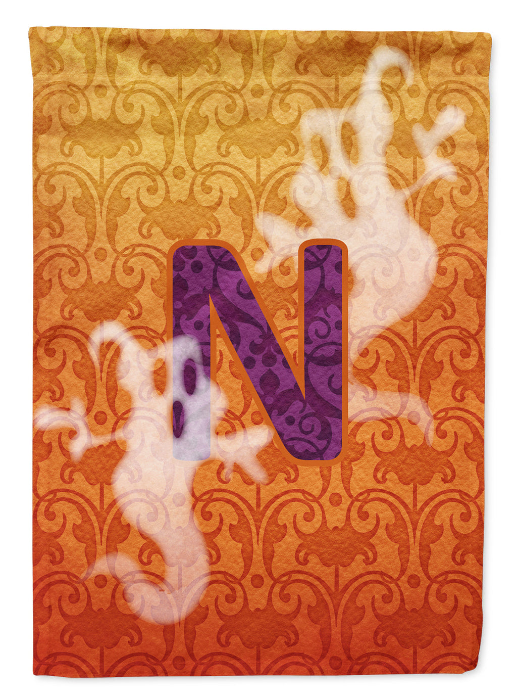 Halloween Ghost Letter N House Flag 28x40 Porch Sleeve Pole Decorative Outside Yard Banner Artwork Wall Hanging, Polyester