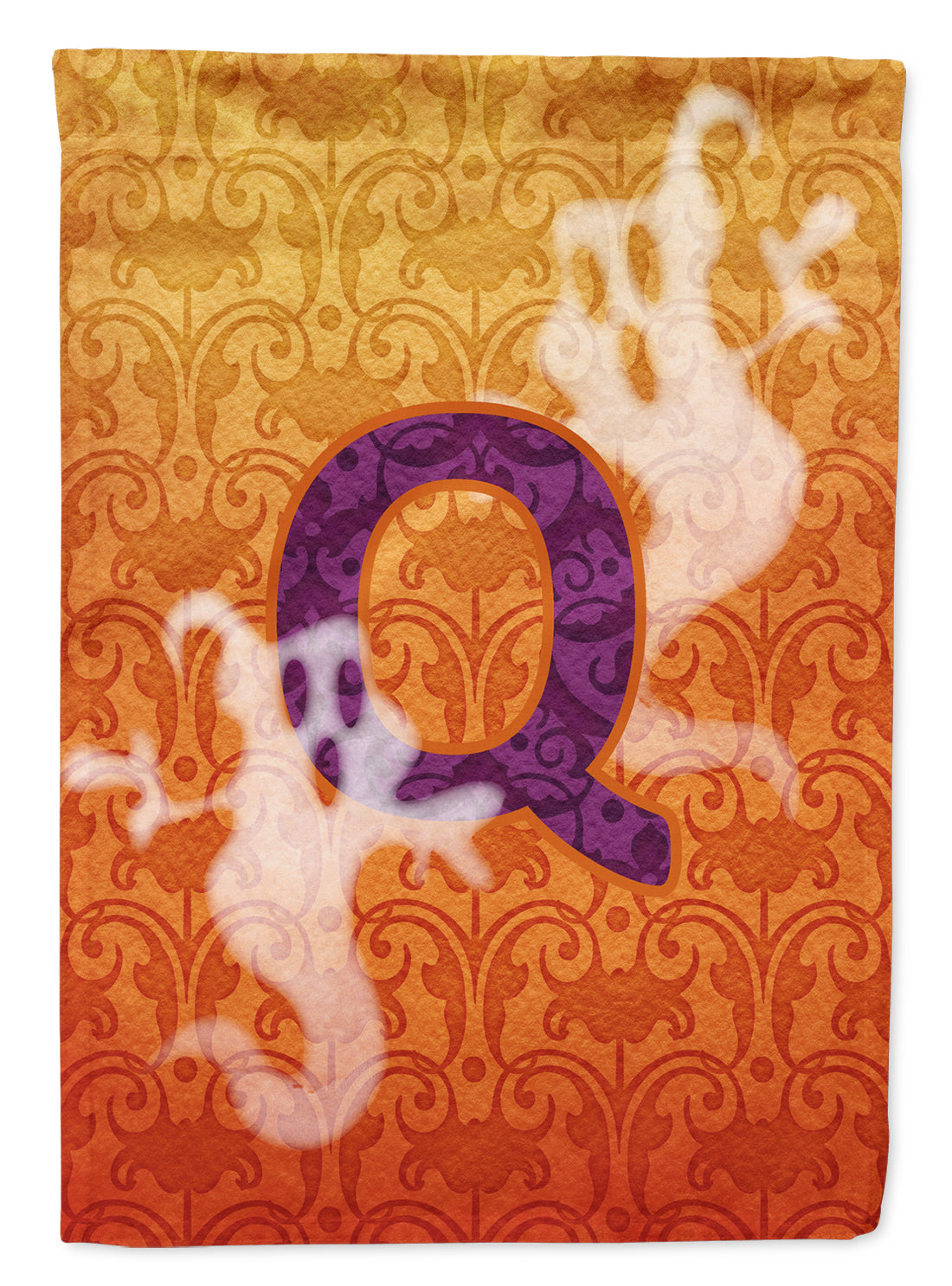 Halloween Ghost Letter Q House Flag 28x40 Porch Sleeve Pole Decorative Outside Yard Banner Artwork Wall Hanging, Polyester
