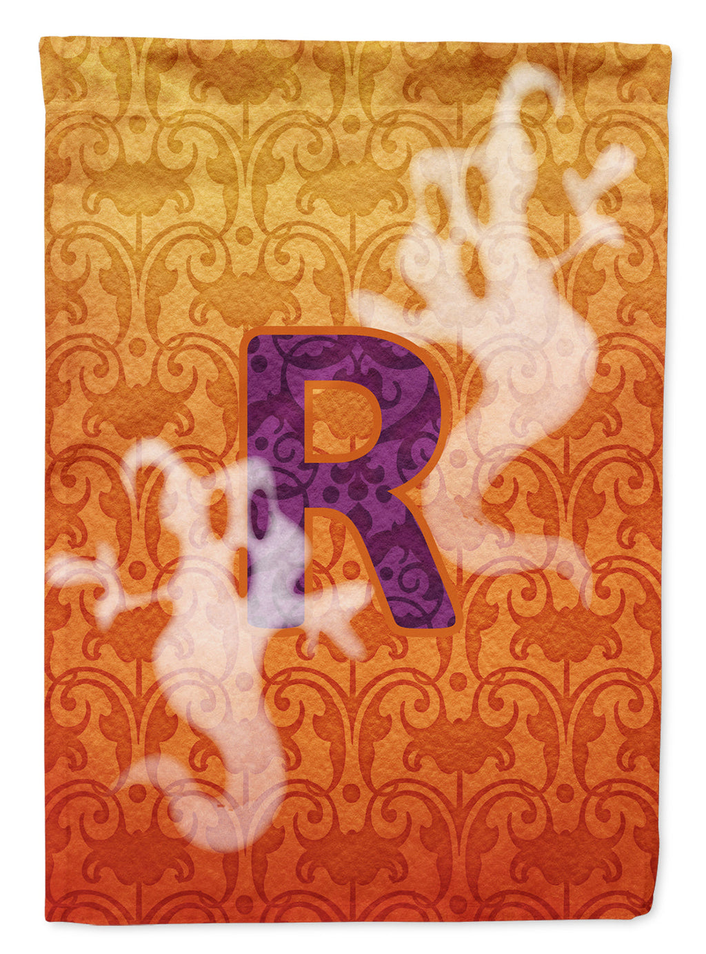Halloween Ghost Letter R House Flag 28x40 Porch Sleeve Pole Decorative Outside Yard Banner Artwork Wall Hanging, Polyester