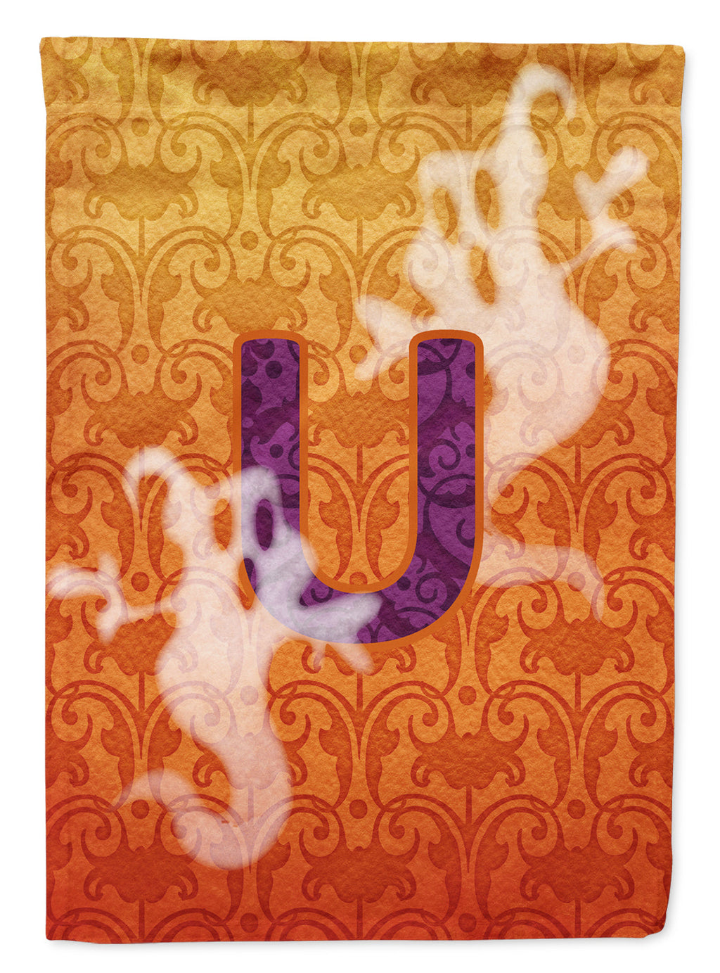 Halloween Ghost Letter U House Flag 28x40 Porch Sleeve Pole Decorative Outside Yard Banner Artwork Wall Hanging, Polyester