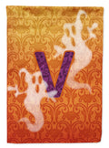 Halloween Ghost Letter V House Flag 28x40 Porch Sleeve Pole Decorative Outside Yard Banner Artwork Wall Hanging, Polyester