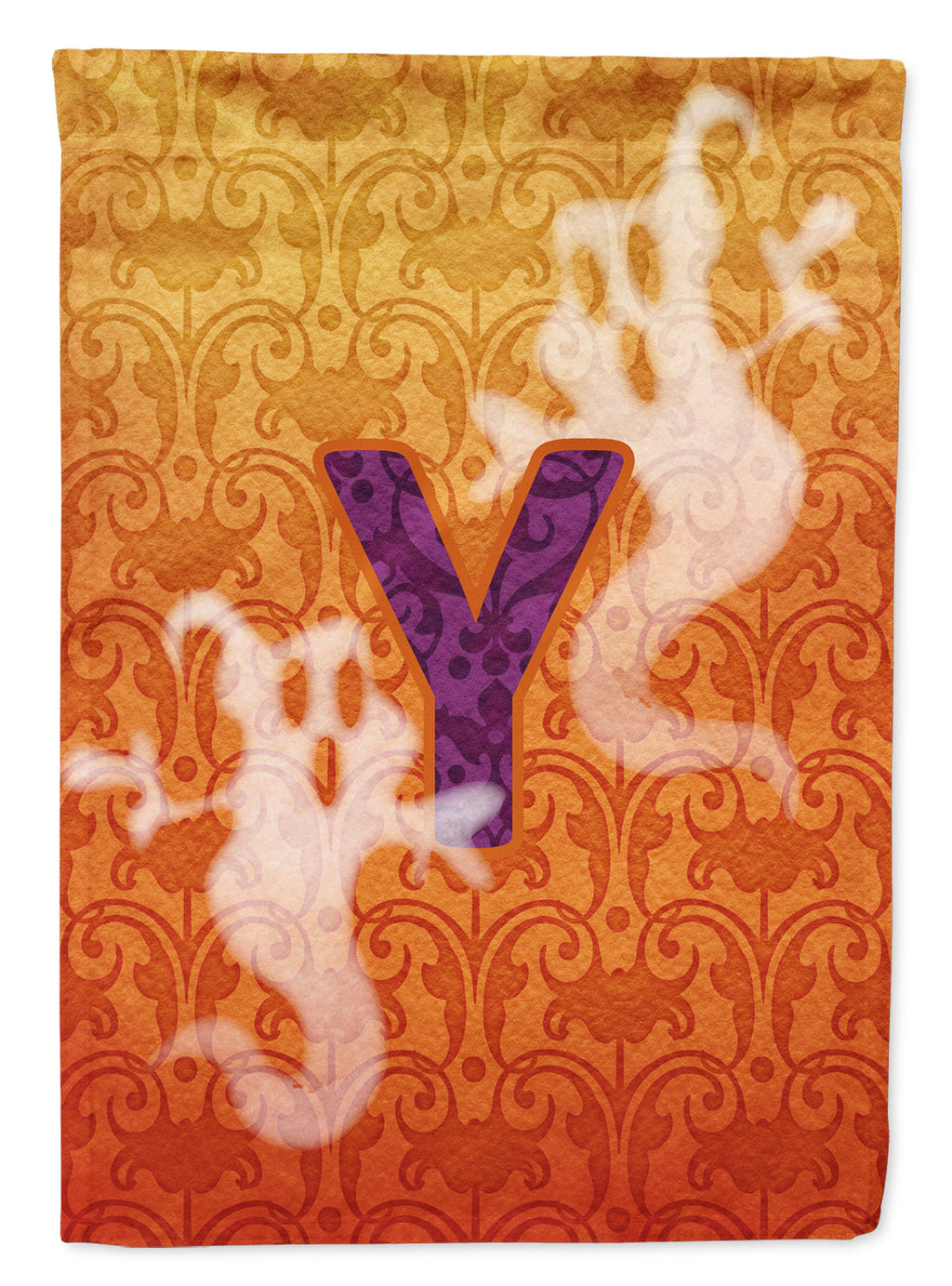 Halloween Ghost Letter Y House Flag 28x40 Porch Sleeve Pole Decorative Outside Yard Banner Artwork Wall Hanging, Polyester