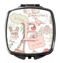 Letter E Love in Paris Pink Compact Mirror Decorative Travel Makeup Mirror for Women Girls Gifts Pocket Makeup Mirror Folding Handheld