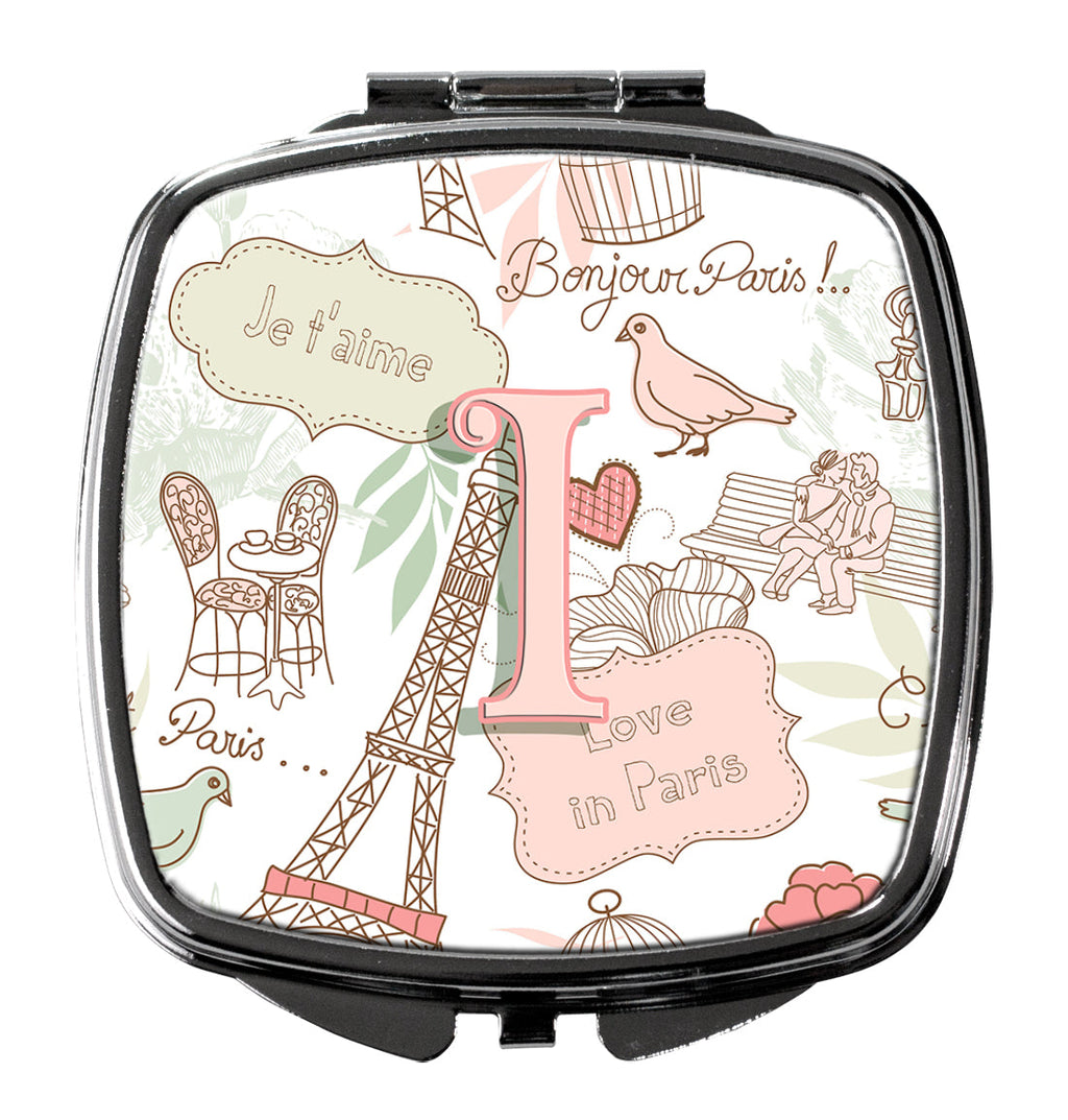 Letter I Love in Paris Pink Compact Mirror Decorative Travel Makeup Mirror for Women Girls Gifts Pocket Makeup Mirror Folding Handheld