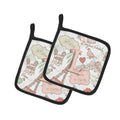 Letter L Love in Paris Pink Pot Holder Set of 2 Heat Resistant Quilted Hot Pads 7.5 x 7.5 Inch, Insulated Kitchen Trivets for Cooking & Baking