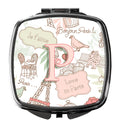 Letter P Love in Paris Pink Compact Mirror Decorative Travel Makeup Mirror for Women Girls Gifts Pocket Makeup Mirror Folding Handheld