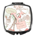 Letter Y Love in Paris Pink Compact Mirror Decorative Travel Makeup Mirror for Women Girls Gifts Pocket Makeup Mirror Folding Handheld