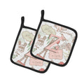 Letter Z Love in Paris Pink Pot Holder Set of 2 Heat Resistant Quilted Hot Pads 7.5 x 7.5 Inch, Insulated Kitchen Trivets for Cooking & Baking