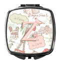 Letter Z Love in Paris Pink Compact Mirror Decorative Travel Makeup Mirror for Women Girls Gifts Pocket Makeup Mirror Folding Handheld