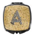 Letter A Musical Instrument Alphabet Compact Mirror Decorative Travel Makeup Mirror for Women Girls Gifts Pocket Makeup Mirror Folding Handheld