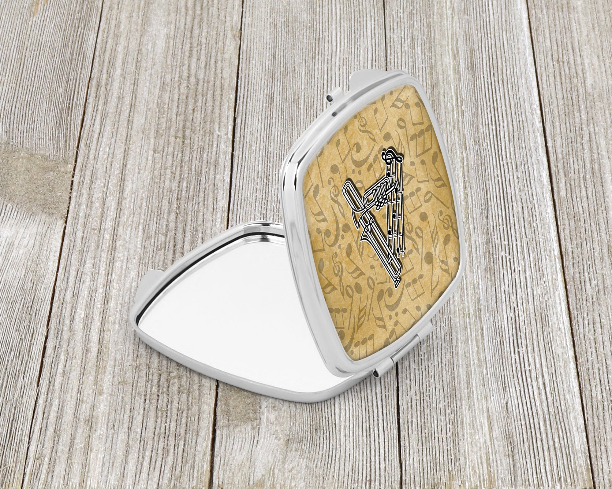 Letter A Musical Instrument Alphabet Compact Mirror Decorative Travel Makeup Mirror for Women Girls Gifts Pocket Makeup Mirror Folding Handheld