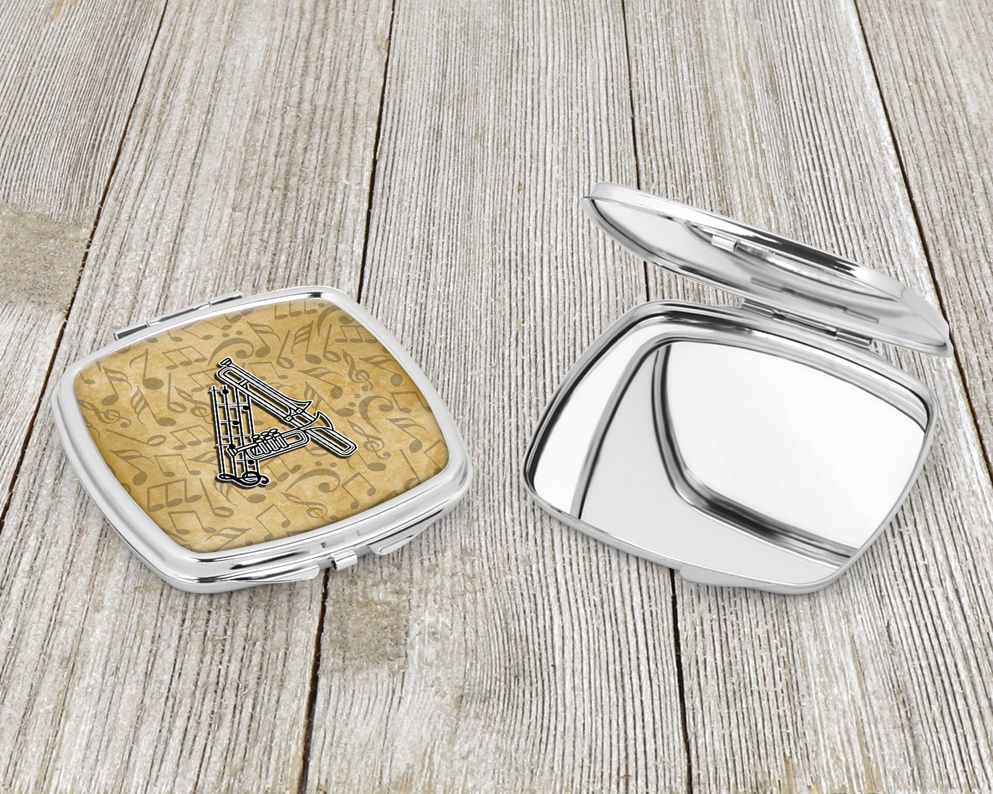 Letter A Musical Instrument Alphabet Compact Mirror Decorative Travel Makeup Mirror for Women Girls Gifts Pocket Makeup Mirror Folding Handheld