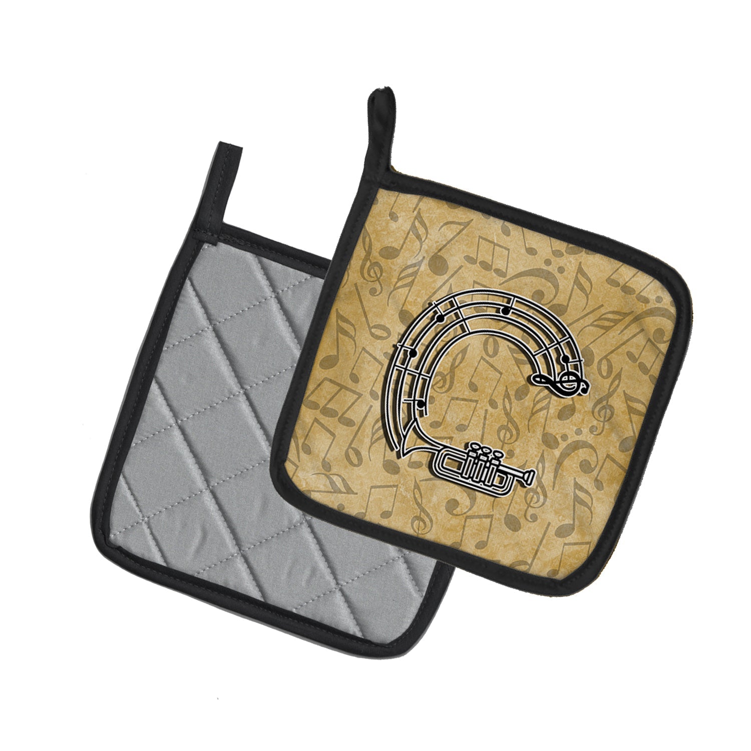Letter C Musical Instrument Alphabet Pot Holder Set of 2 Heat Resistant Quilted Hot Pads 7.5 x 7.5 Inch, Insulated Kitchen Trivets for Cooking & Baking