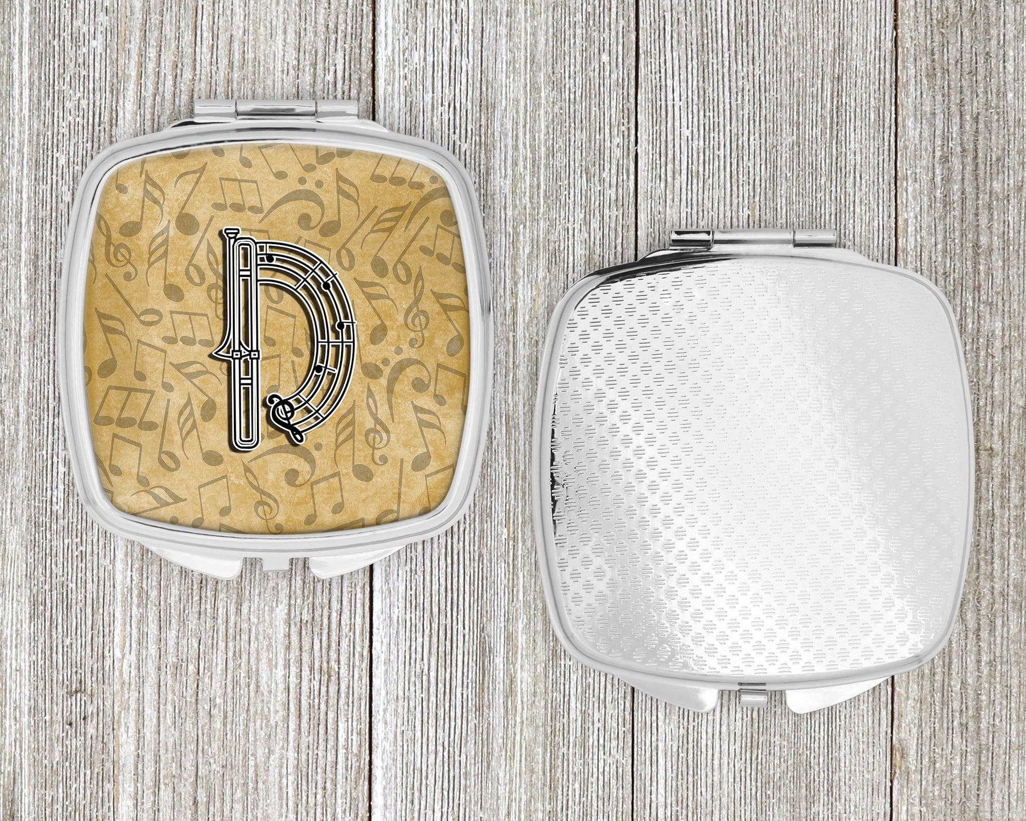 Letter D Musical Instrument Alphabet Compact Mirror Decorative Travel Makeup Mirror for Women Girls Gifts Pocket Makeup Mirror Folding Handheld