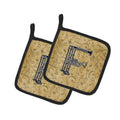 Letter F Musical Instrument Alphabet Pot Holder Set of 2 Heat Resistant Quilted Hot Pads 7.5 x 7.5 Inch, Insulated Kitchen Trivets for Cooking & Baking