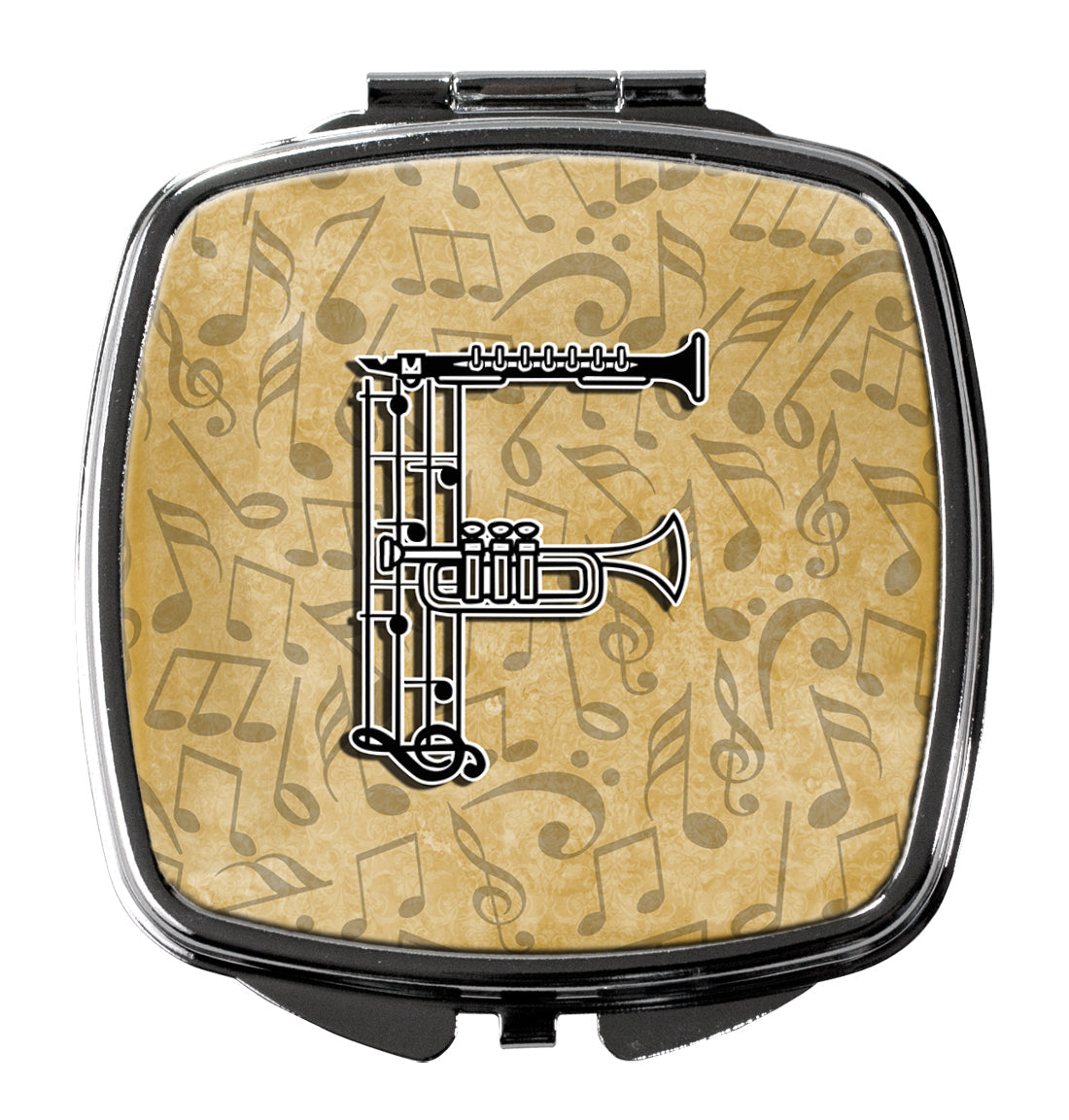 Letter F Musical Instrument Alphabet Compact Mirror Decorative Travel Makeup Mirror for Women Girls Gifts Pocket Makeup Mirror Folding Handheld