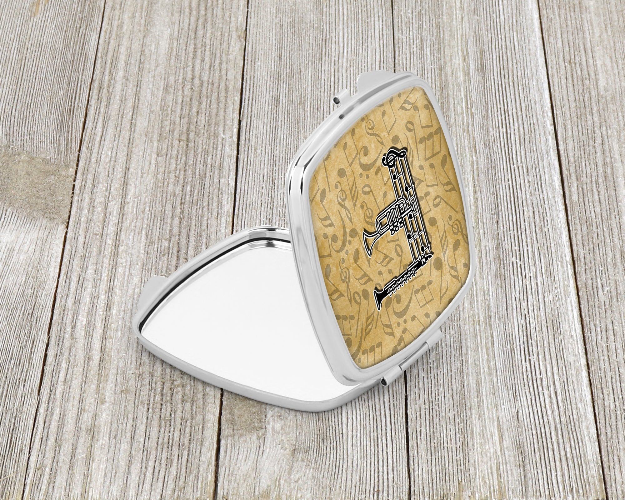 Letter F Musical Instrument Alphabet Compact Mirror Decorative Travel Makeup Mirror for Women Girls Gifts Pocket Makeup Mirror Folding Handheld